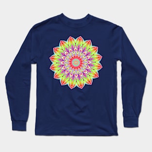 Psychedelic Neon Mandala Long Sleeve T-Shirt